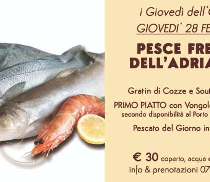 Pesce Fresco dell’Adriatico – Giovedì 28 Febbraio