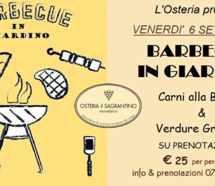 Maxi Barbecue in Giardino – 6 Settembre 2019