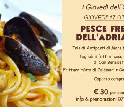 Pesce fresco dell’Adriatico – Giovedì 17 Ottobre